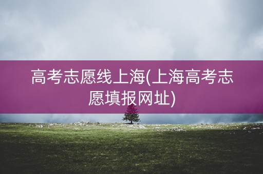 高考志愿线上海(上海高考志愿填报网址) 高考志愿线上海(上海高考志愿填报网址)