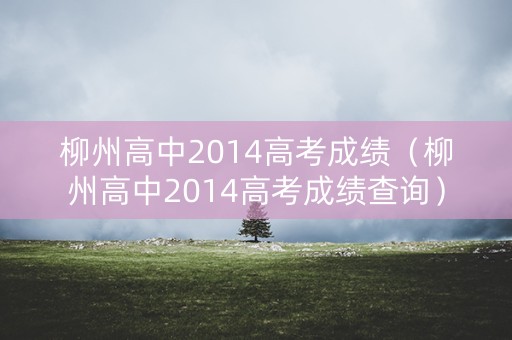 柳州高中2014高考成绩（柳州高中2014高考成绩查询）