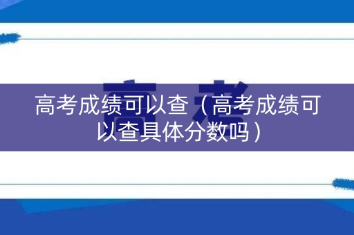 高考成绩可以查（高考成绩可以查具体分数吗）