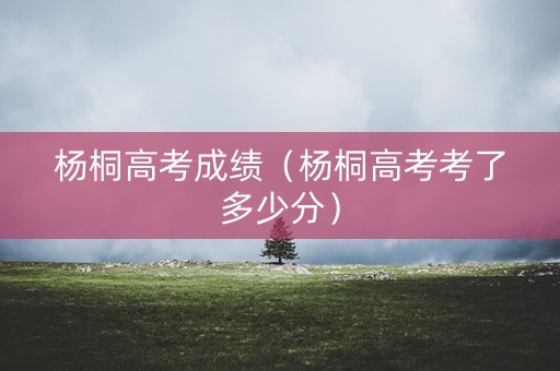 杨桐高考成绩（杨桐高考考了多少分）