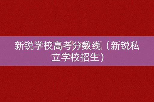 新锐学校高考分数线（新锐私立学校招生）