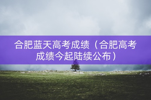 合肥蓝天高考成绩（合肥高考成绩今起陆续公布）