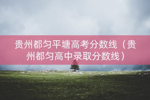 贵州都匀平塘高考分数线（贵州都匀高中录取分数线）