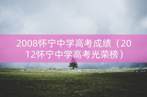 2008怀宁中学高考成绩（2012怀宁中学高考光荣榜）