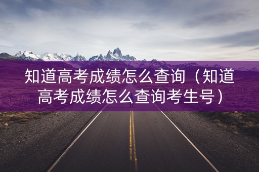 知道高考成绩怎么查询（知道高考成绩怎么查询考生号）