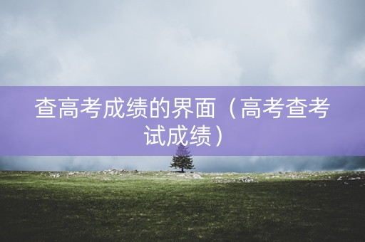 查高考成绩的界面（高考查考试成绩）