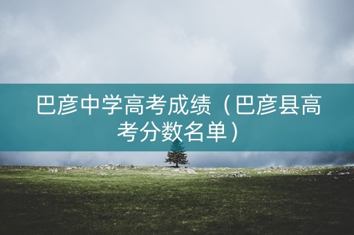 巴彦中学高考成绩（巴彦县高考分数名单）