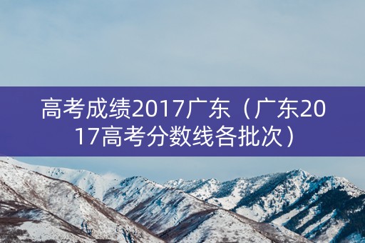 高考成绩2017广东（广东2017高考分数线各批次）