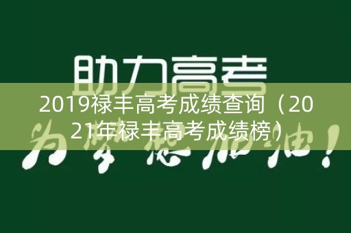 2019禄丰高考成绩查询（2021年禄丰高考成绩榜）