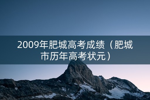 2009年肥城高考成绩（肥城市历年高考状元）