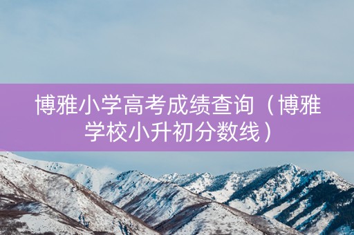 博雅小学高考成绩查询（博雅学校小升初分数线）