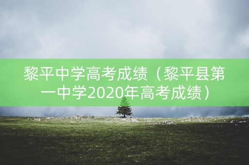 黎平中学高考成绩（黎平县第一中学2020年高考成绩）