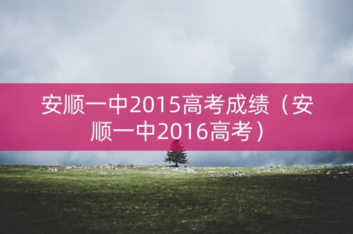 安顺一中2015高考成绩（安顺一中2016高考）