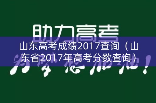 山东高考成绩2017查询（山东省2017年高考分数查询）