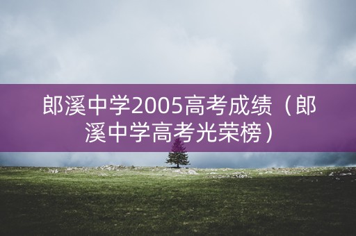 郎溪中学2005高考成绩（郎溪中学高考光荣榜）