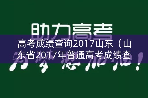 高考成绩查询2017山东（山东省2017年普通高考成绩查询平台）