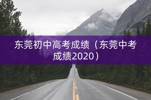东莞初中高考成绩（东莞中考成绩2020）