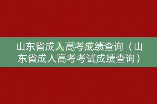 山东省成人高考成绩查询（山东省成人高考考试成绩查询）