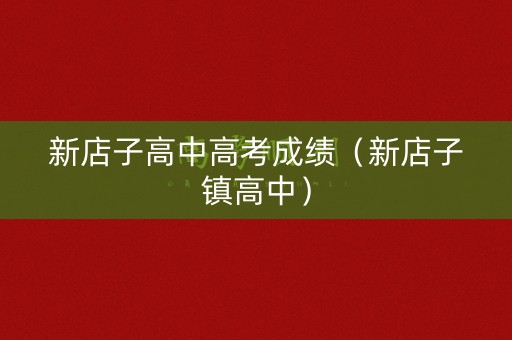 新店子高中高考成绩（新店子镇高中）