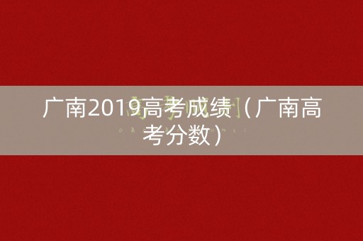 广南2019高考成绩（广南高考分数）