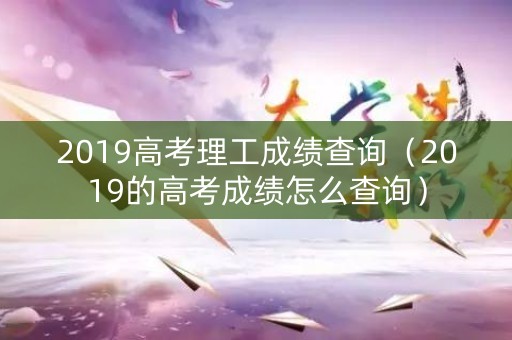 2019高考理工成绩查询（2019的高考成绩怎么查询）