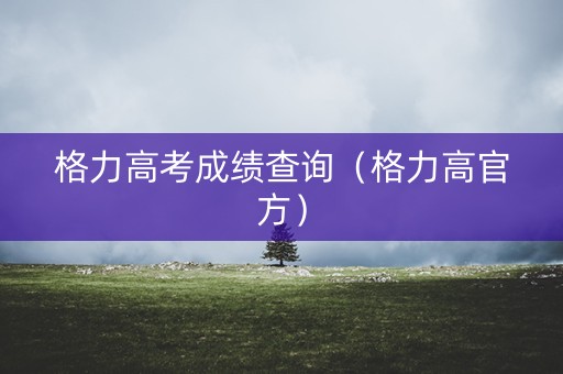 格力高考成绩查询（格力高官方）