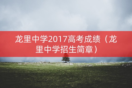龙里中学2017高考成绩（龙里中学招生简章）