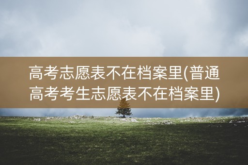 高考志愿表不在档案里(普通高考考生志愿表不在档案里)