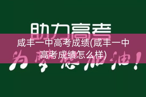 咸丰一中高考成绩(咸丰一中高考成绩怎么样)