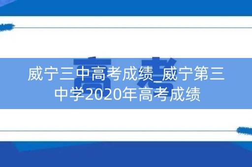 威宁三中高考成绩_威宁第三中学2020年高考成绩