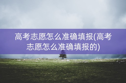 高考志愿怎么准确填报(高考志愿怎么准确填报的)