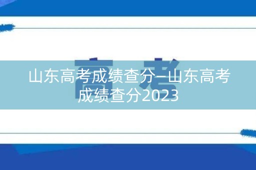 山东高考成绩查分—山东高考成绩查分2023