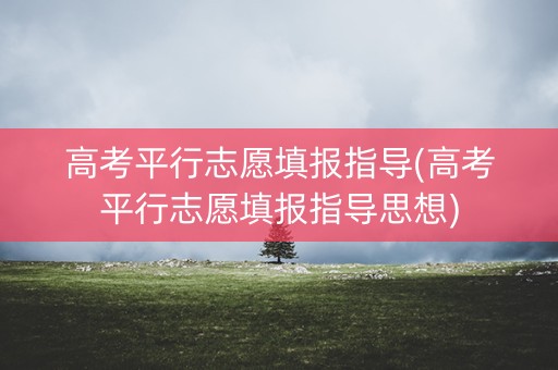 高考平行志愿填报指导(高考平行志愿填报指导思想)