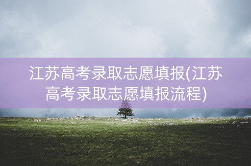 江苏高考录取志愿填报(江苏高考录取志愿填报流程)