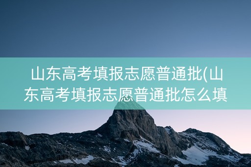 山东高考填报志愿普通批(山东高考填报志愿普通批怎么填)