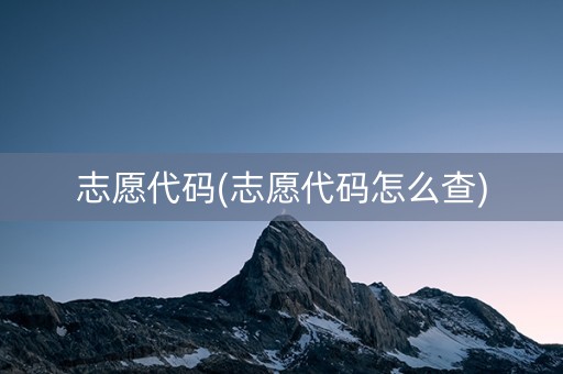 志愿代码(志愿代码怎么查)