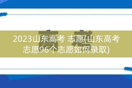 2023山东高考 志愿(山东高考志愿96个志愿如何录取) 2023山东高考 志愿(山东高考志愿96个志愿如何录取)