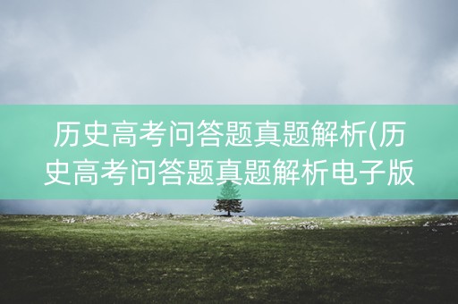 历史高考问答题真题解析(历史高考问答题真题解析电子版) 历史高考问答题真题解析(历史高考问答题真题解析电子版)