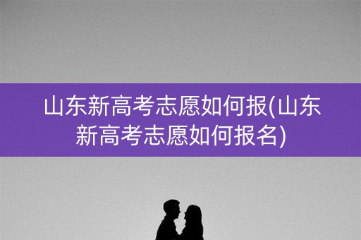 山东新高考志愿如何报(山东新高考志愿如何报名)