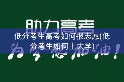 低分考生高考如何报志愿(低分考生如何上大学)